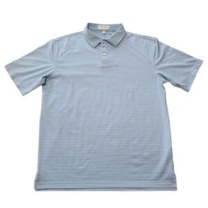 Peter Millar Light Blue and Green Striped Polo